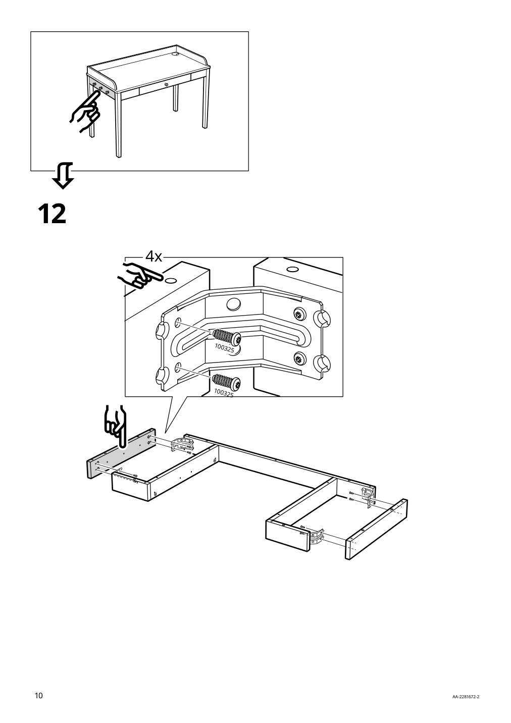 Assembly instructions for IKEA Smyga desk light gray | Page 10 - IKEA SMYGA desk with mirror 594.440.95