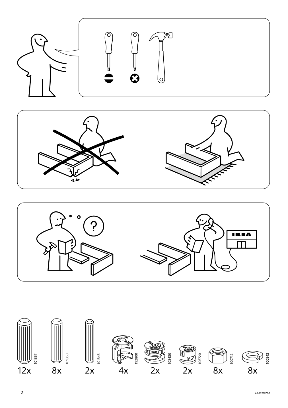 Assembly instructions for IKEA Smyga desk light gray | Page 2 - IKEA SMYGA desk with mirror 594.440.95