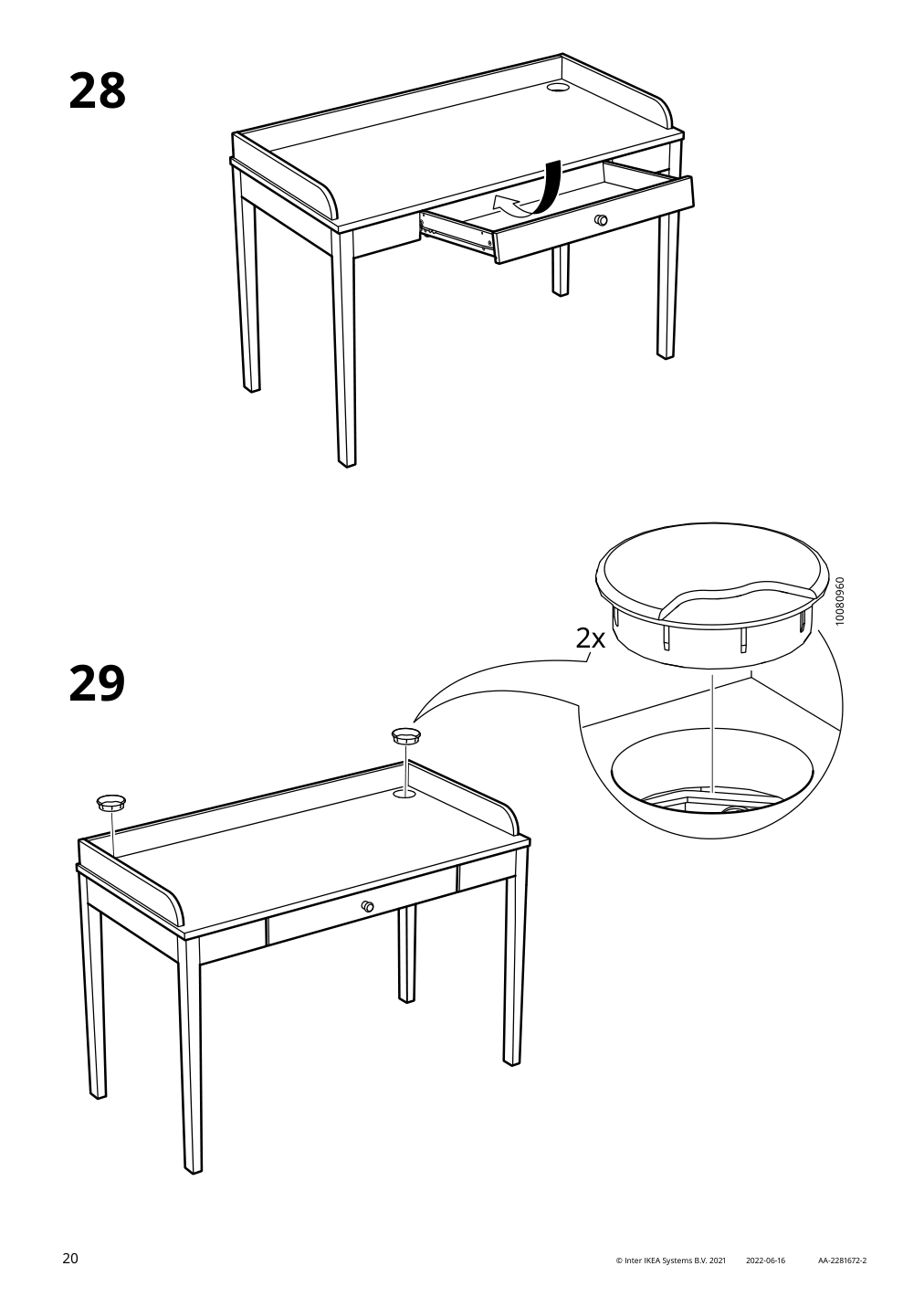 Assembly instructions for IKEA Smyga desk light gray | Page 20 - IKEA SMYGA desk with mirror 594.440.95