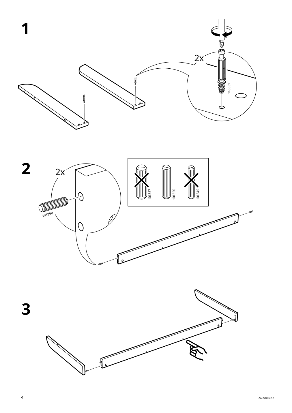 Assembly instructions for IKEA Smyga desk light gray | Page 4 - IKEA SMYGA desk with mirror 594.440.95