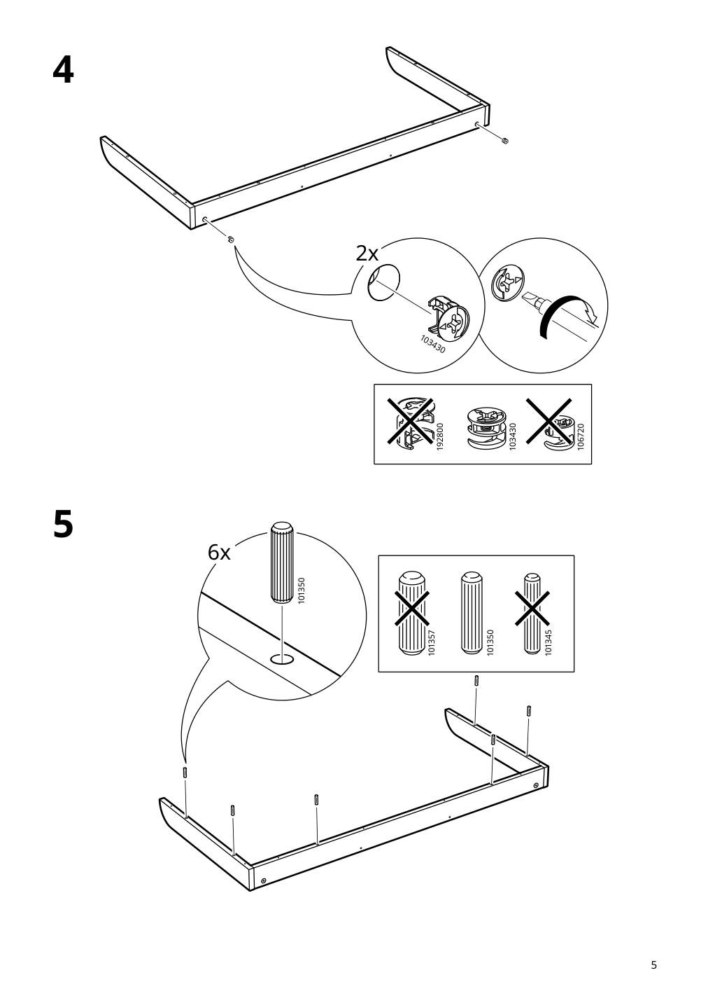 Assembly instructions for IKEA Smyga desk light gray | Page 5 - IKEA SMYGA desk with mirror 594.440.95