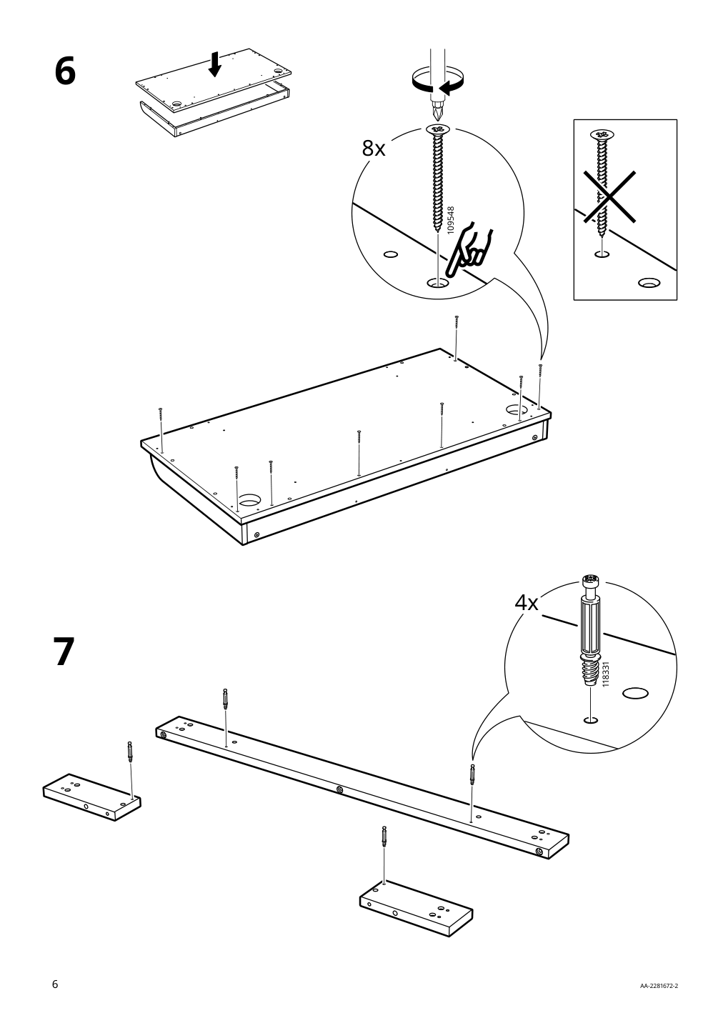 Assembly instructions for IKEA Smyga desk light gray | Page 6 - IKEA SMYGA desk with mirror 594.440.95