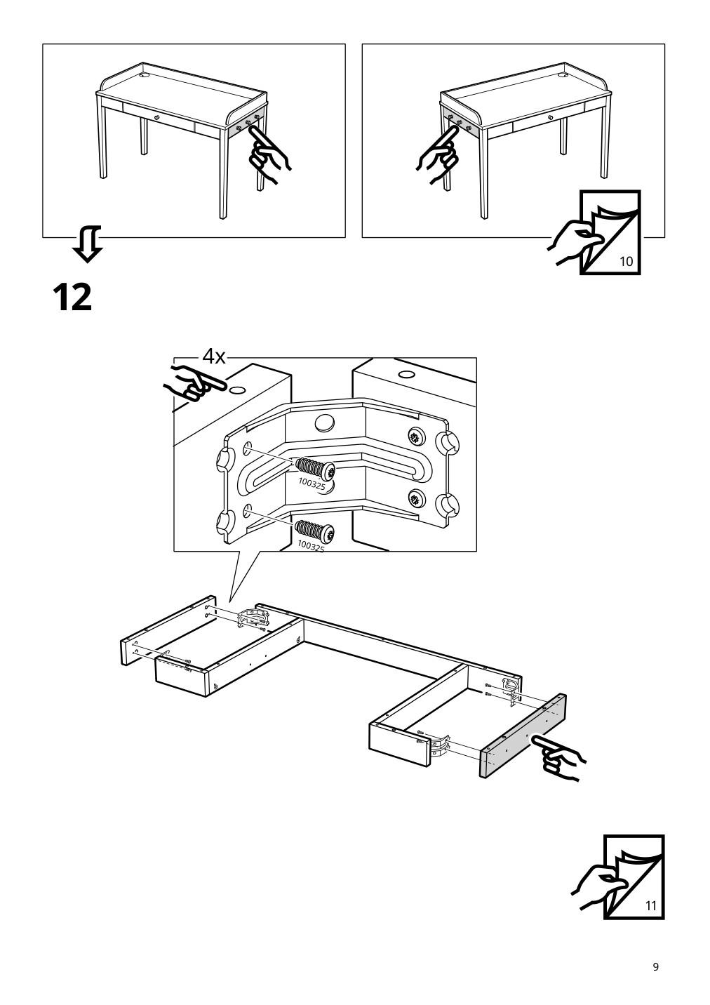 Assembly instructions for IKEA Smyga desk light gray | Page 9 - IKEA SMYGA desk with mirror 594.440.95