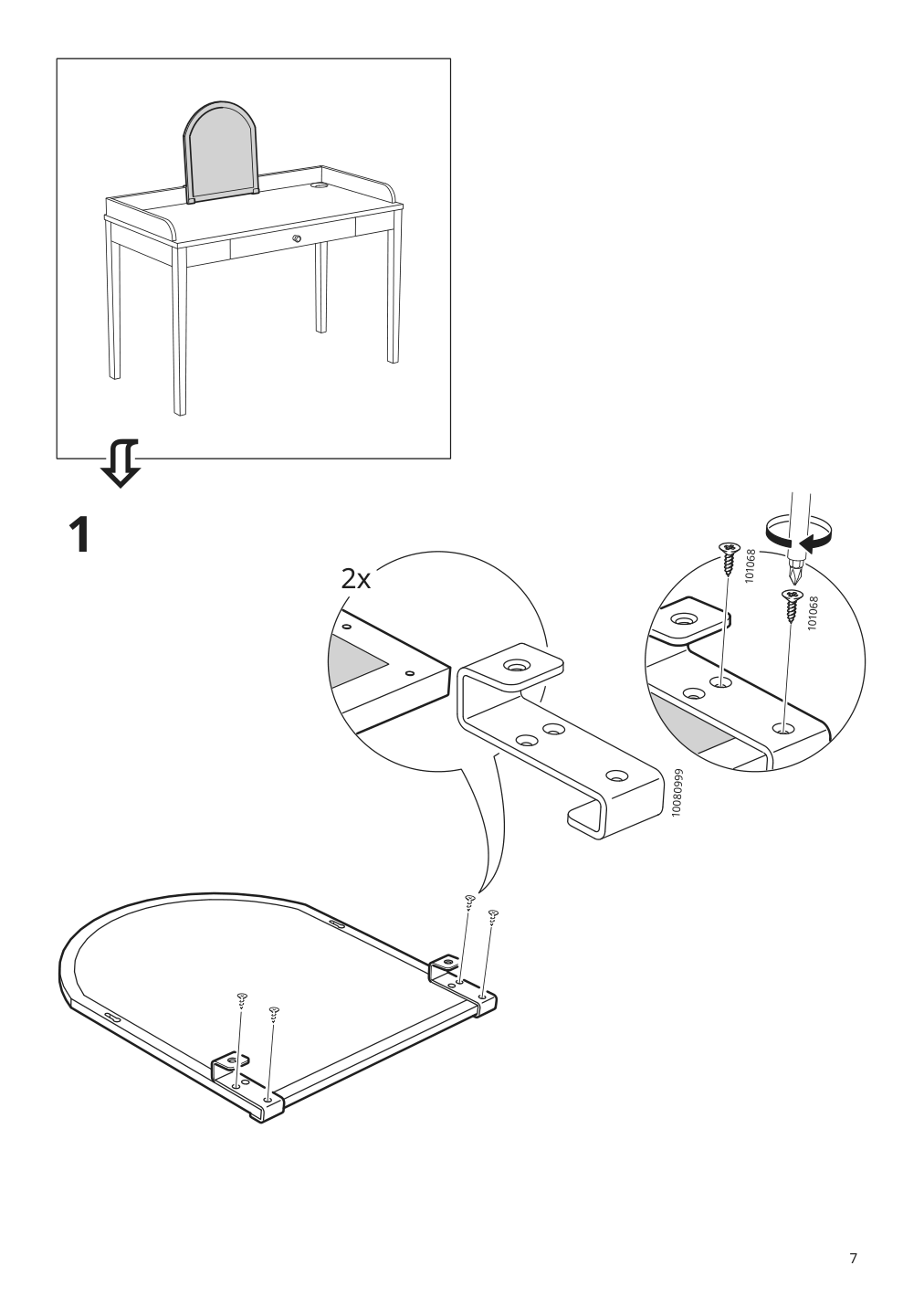 Assembly instructions for IKEA Smyga mirror for desk wall light gray | Page 7 - IKEA SMYGA desk with mirror 594.440.95