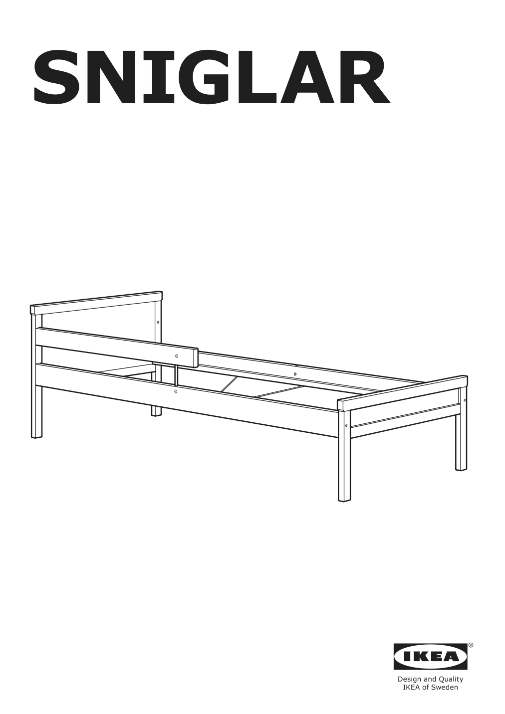 Assembly instructions for IKEA Sniglar bed frame and guard rail junior beech | Page 1 - IKEA SNIGLAR bed frame with slatted bed base 191.854.33