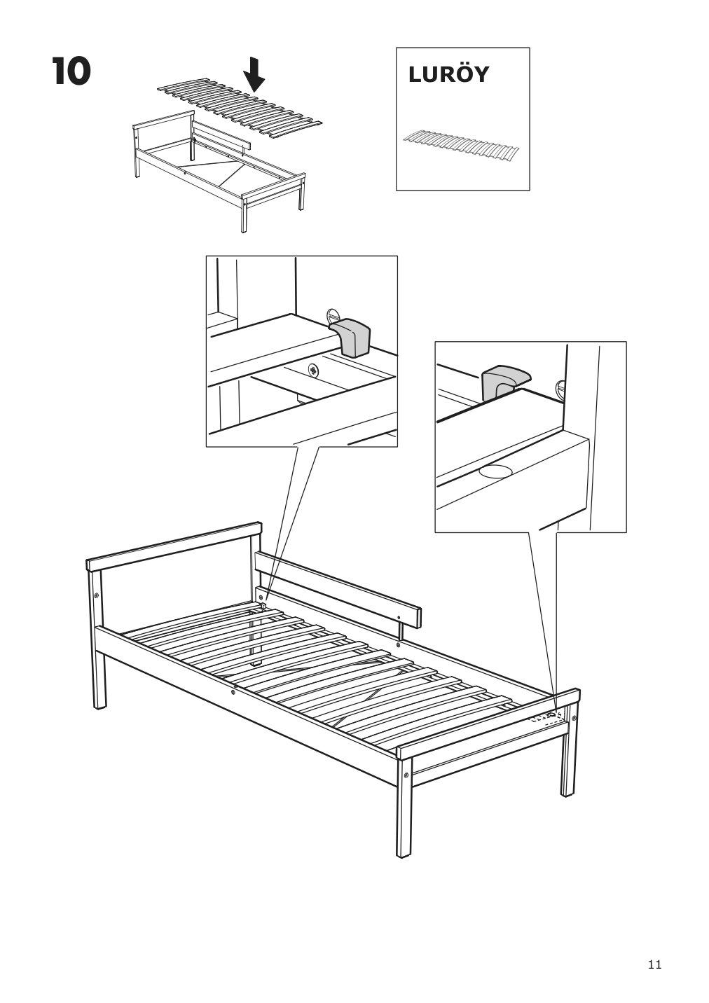 Assembly instructions for IKEA Sniglar bed frame and guard rail junior beech | Page 11 - IKEA SNIGLAR bed frame with slatted bed base 191.854.33