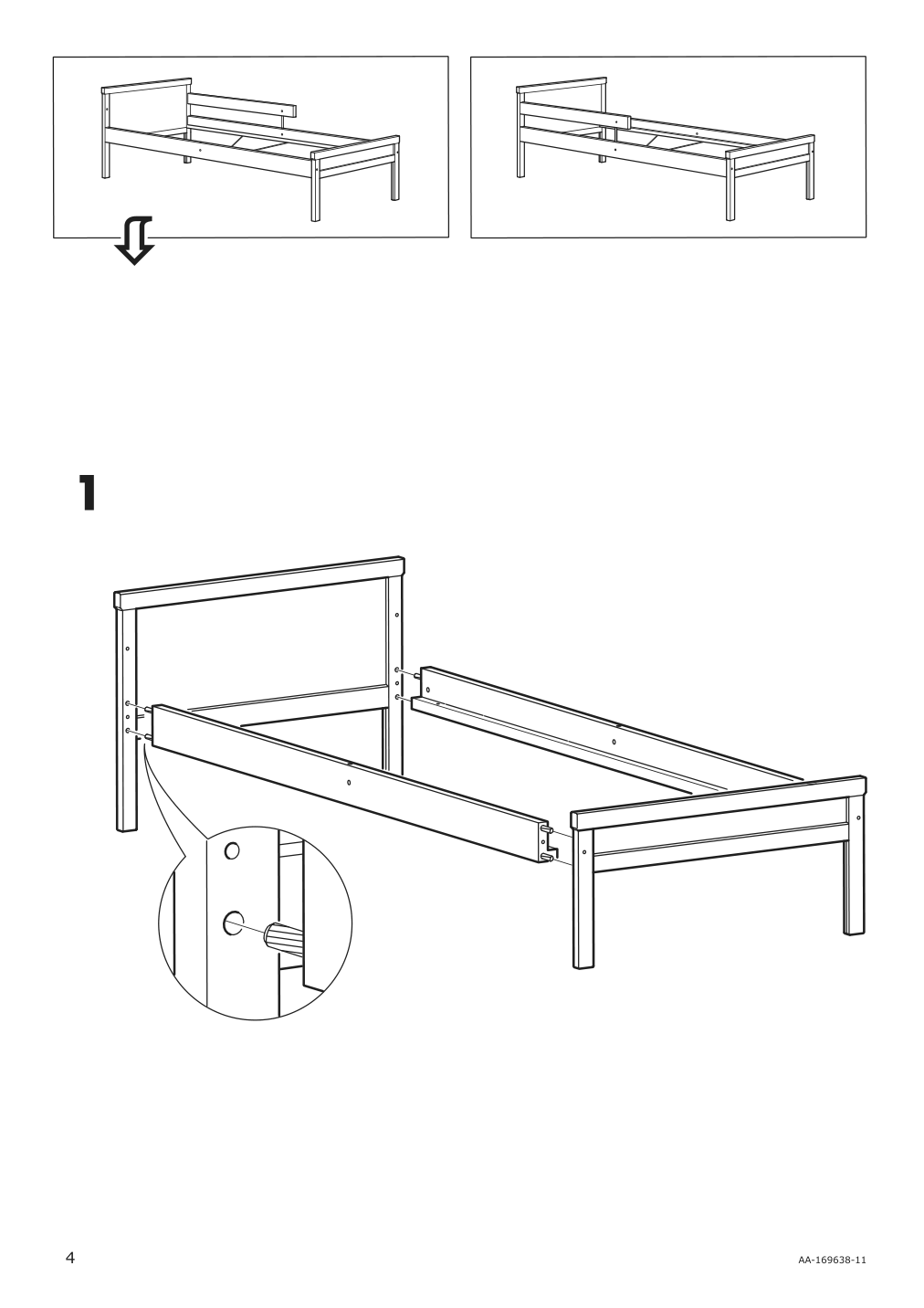 Assembly instructions for IKEA Sniglar bed frame and guard rail junior beech | Page 4 - IKEA SNIGLAR bed frame with slatted bed base 191.854.33