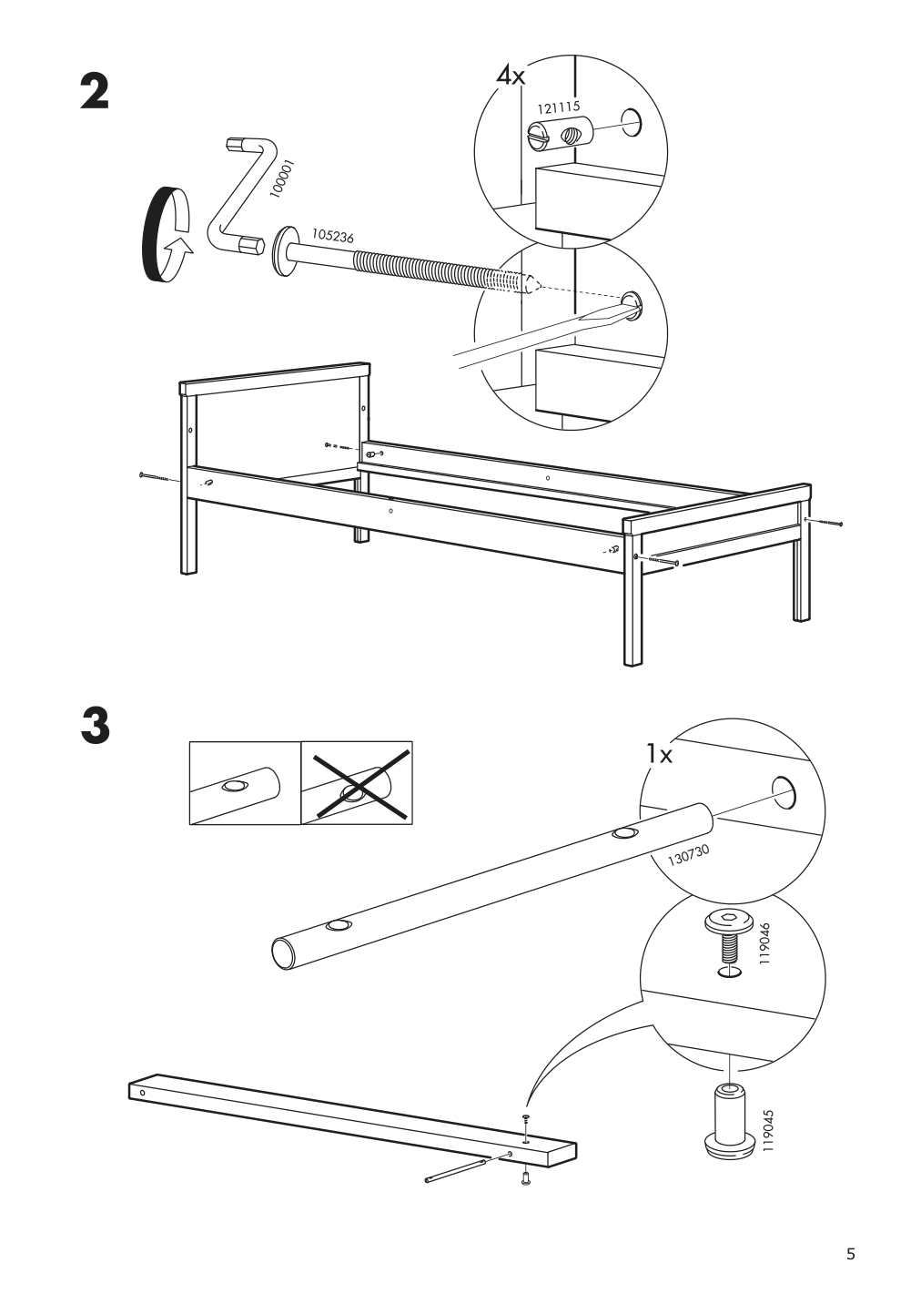 Assembly instructions for IKEA Sniglar bed frame and guard rail junior beech | Page 5 - IKEA SNIGLAR bed frame with slatted bed base 191.854.33