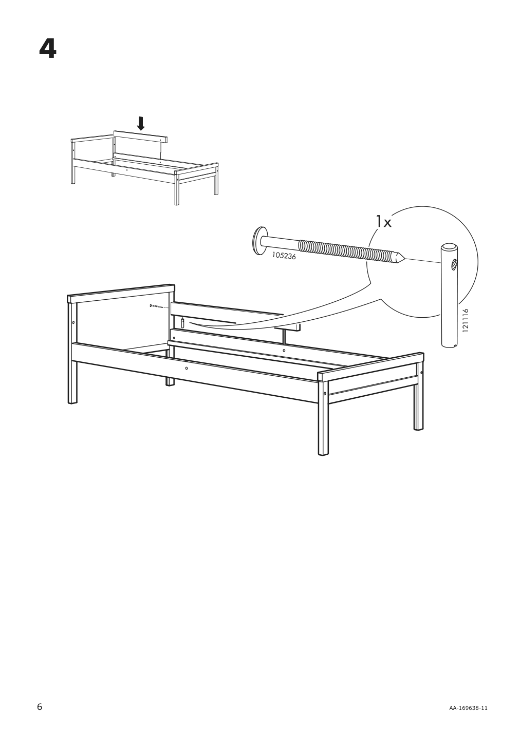 Assembly instructions for IKEA Sniglar bed frame and guard rail junior beech | Page 6 - IKEA SNIGLAR bed frame with slatted bed base 191.854.33