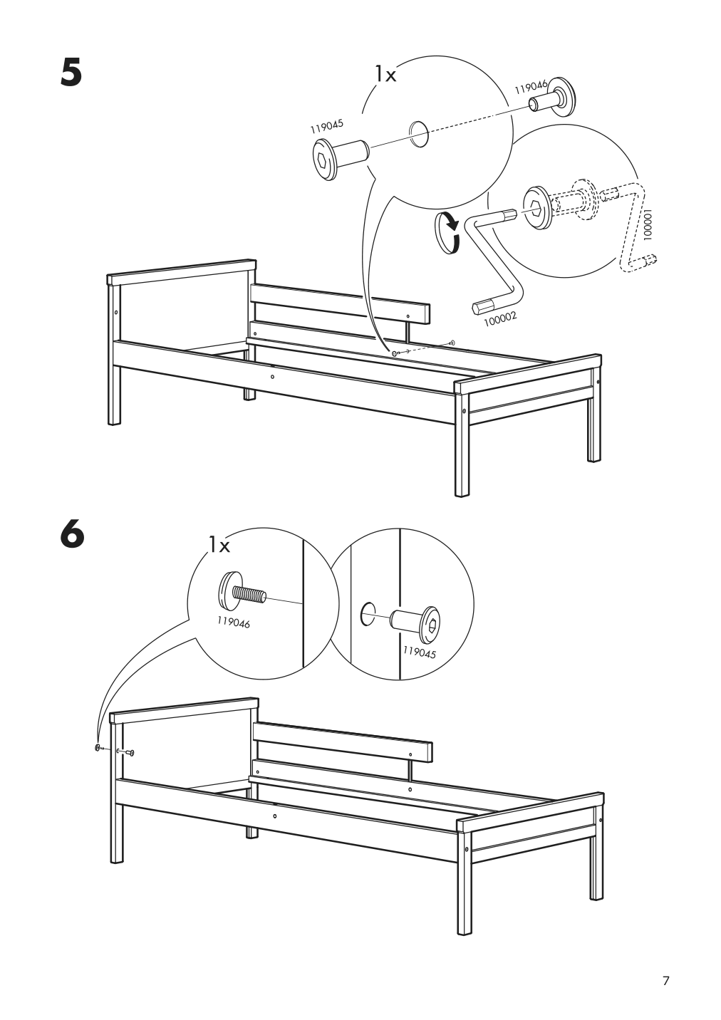 Assembly instructions for IKEA Sniglar bed frame and guard rail junior beech | Page 7 - IKEA SNIGLAR bed frame with slatted bed base 191.854.33