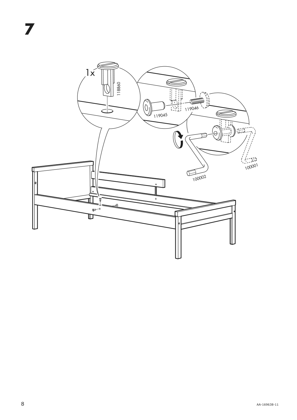 Assembly instructions for IKEA Sniglar bed frame and guard rail junior beech | Page 8 - IKEA SNIGLAR bed frame with slatted bed base 191.854.33