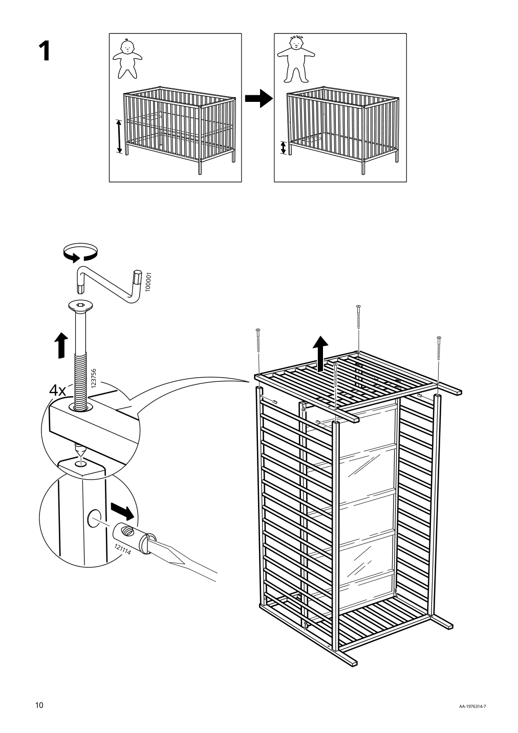 Assembly instructions for IKEA Sniglar crib beech | Page 10 - IKEA SNIGLAR 2-piece baby furniture set 995.065.76