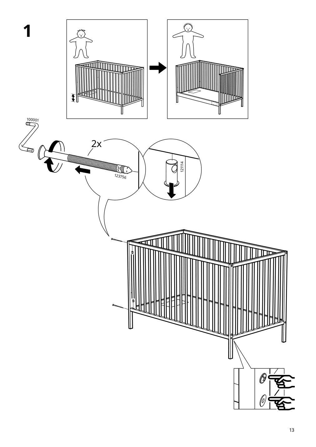 Assembly instructions for IKEA Sniglar crib beech | Page 13 - IKEA SNIGLAR 2-piece baby furniture set 995.065.76