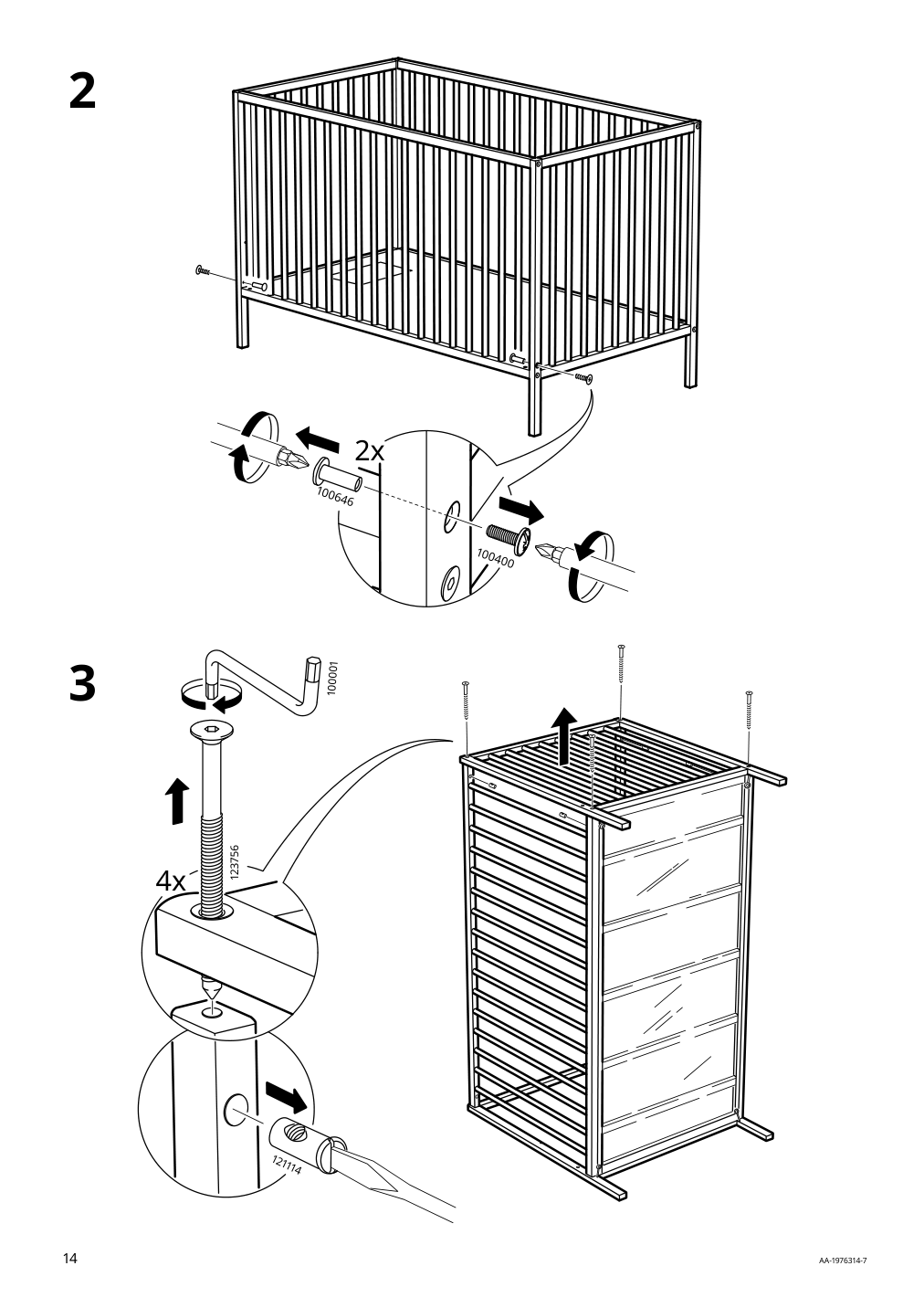 Assembly instructions for IKEA Sniglar crib beech | Page 14 - IKEA SNIGLAR 2-piece baby furniture set 995.065.76