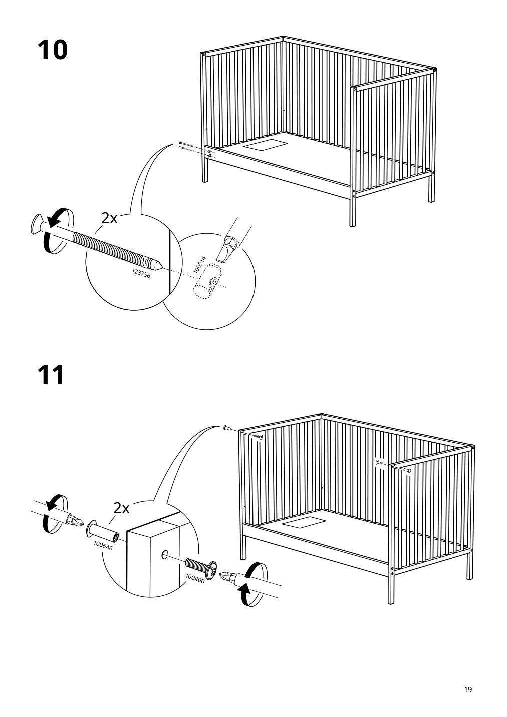 Assembly instructions for IKEA Sniglar crib beech | Page 19 - IKEA SNIGLAR 2-piece baby furniture set 995.065.76