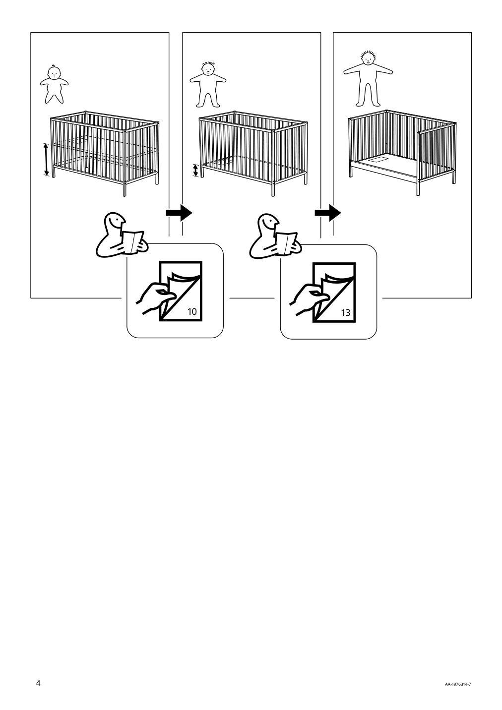 Assembly instructions for IKEA Sniglar crib beech | Page 4 - IKEA SNIGLAR 2-piece baby furniture set 995.065.76