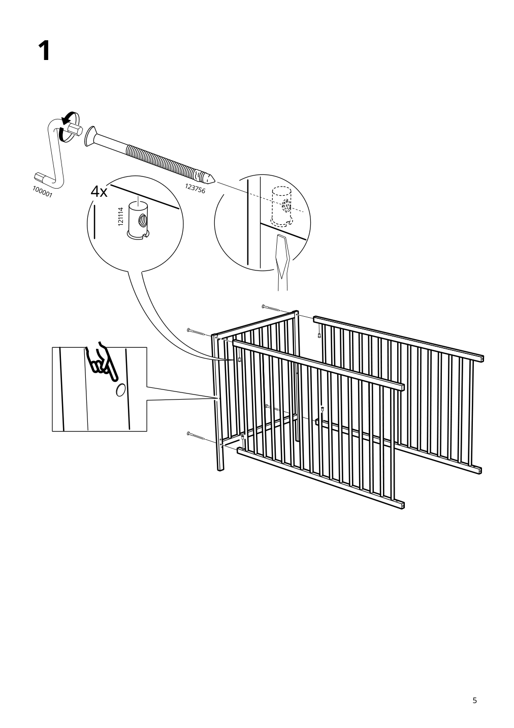 Assembly instructions for IKEA Sniglar crib beech | Page 5 - IKEA SNIGLAR 2-piece baby furniture set 995.065.76