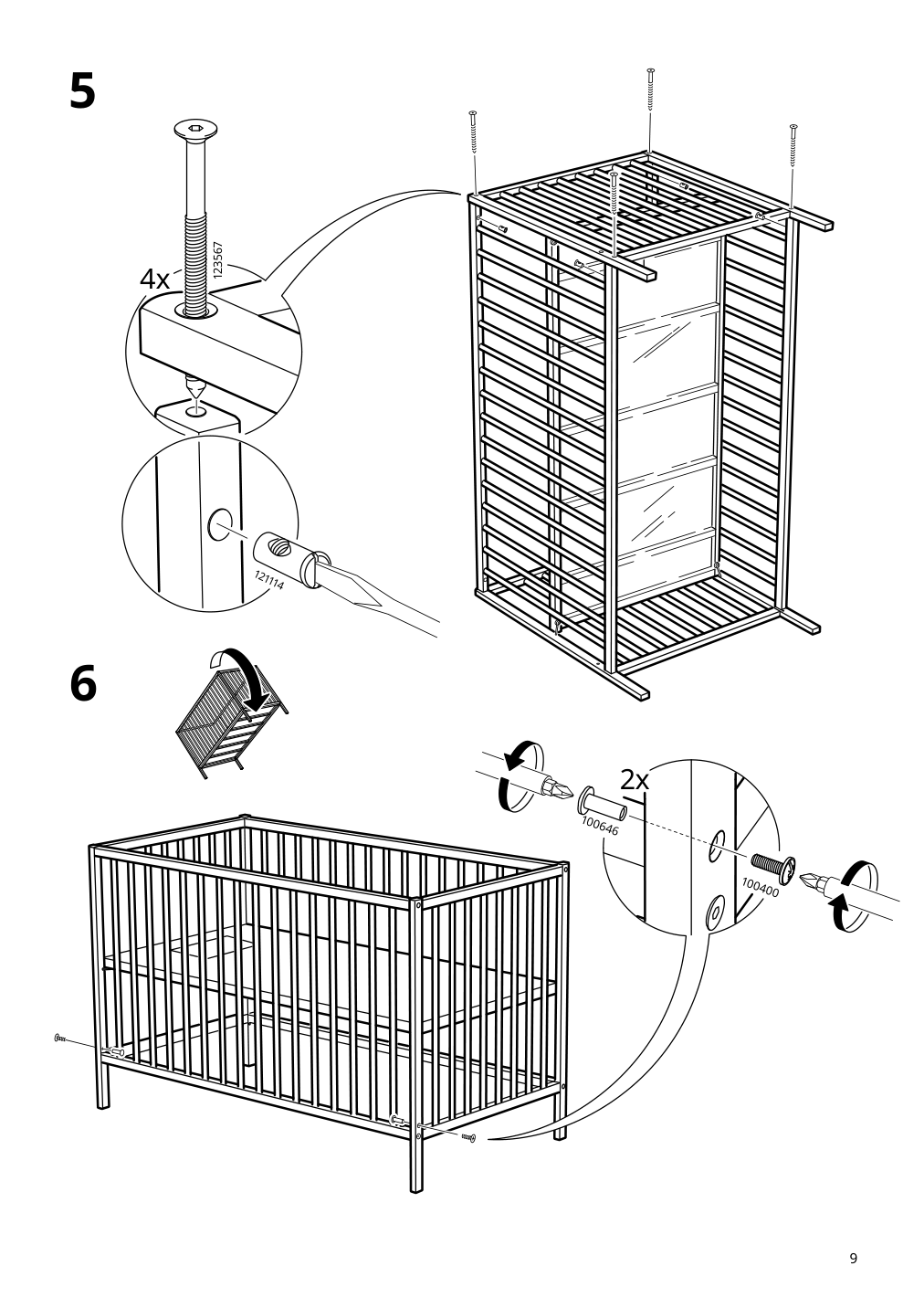 Assembly instructions for IKEA Sniglar crib beech | Page 9 - IKEA SNIGLAR 2-piece baby furniture set 995.065.76