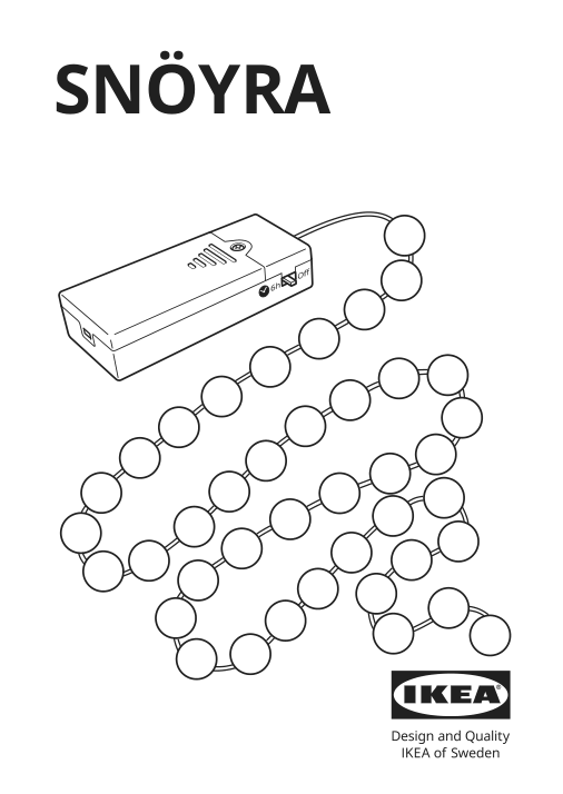 Assembly instructions for IKEA Snoeyra led string light with 40 lights indoor battery operated silver color | Page 1 - IKEA SNÖYRA LED string light with 40 lights 103.647.59