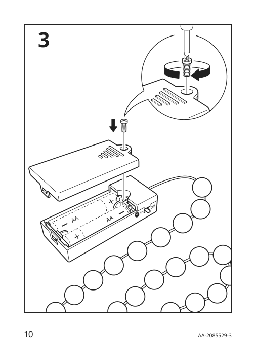 Assembly instructions for IKEA Snoeyra led string light with 40 lights indoor battery operated silver color | Page 10 - IKEA SNÖYRA LED string light with 40 lights 103.647.59