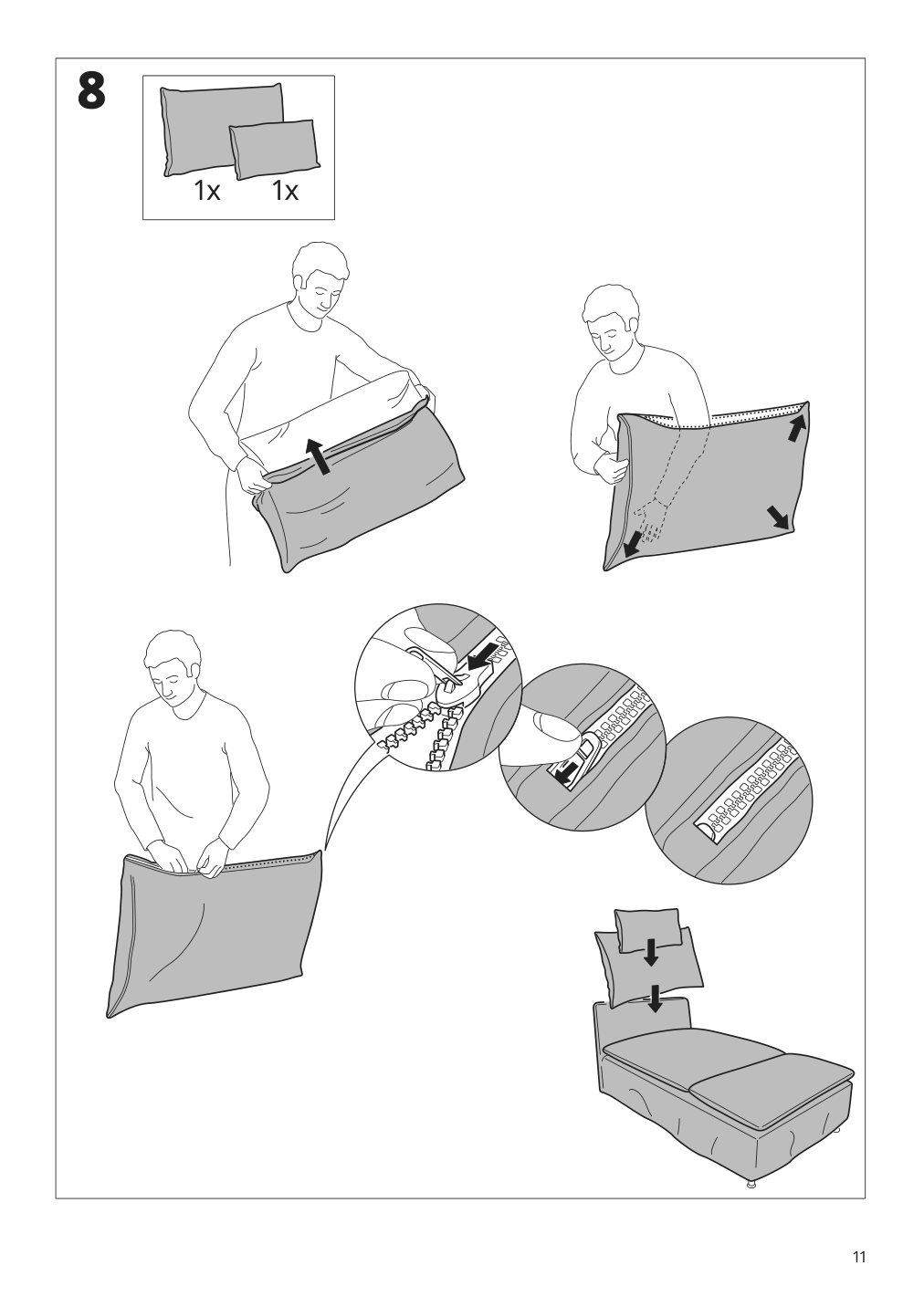 Assembly instructions for IKEA Soederhamn chaise cover gransel natural | Page 11 - IKEA SÖDERHAMN chaise 294.421.25