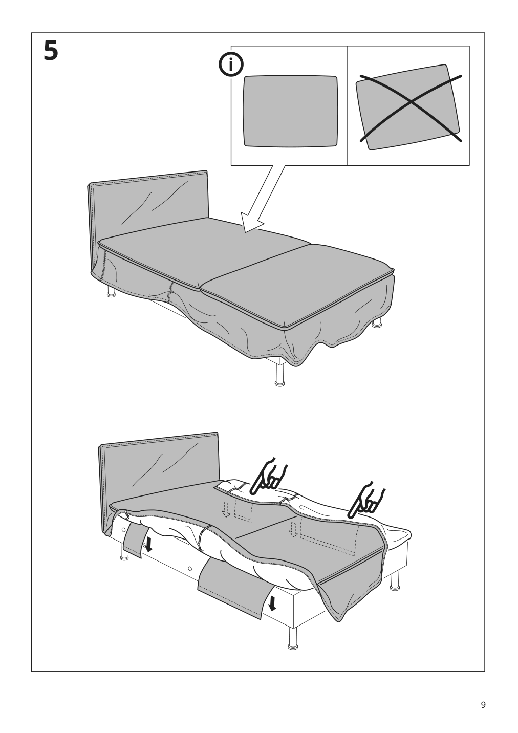 Assembly instructions for IKEA Soederhamn chaise cover gransel natural | Page 9 - IKEA SÖDERHAMN chaise 294.421.25