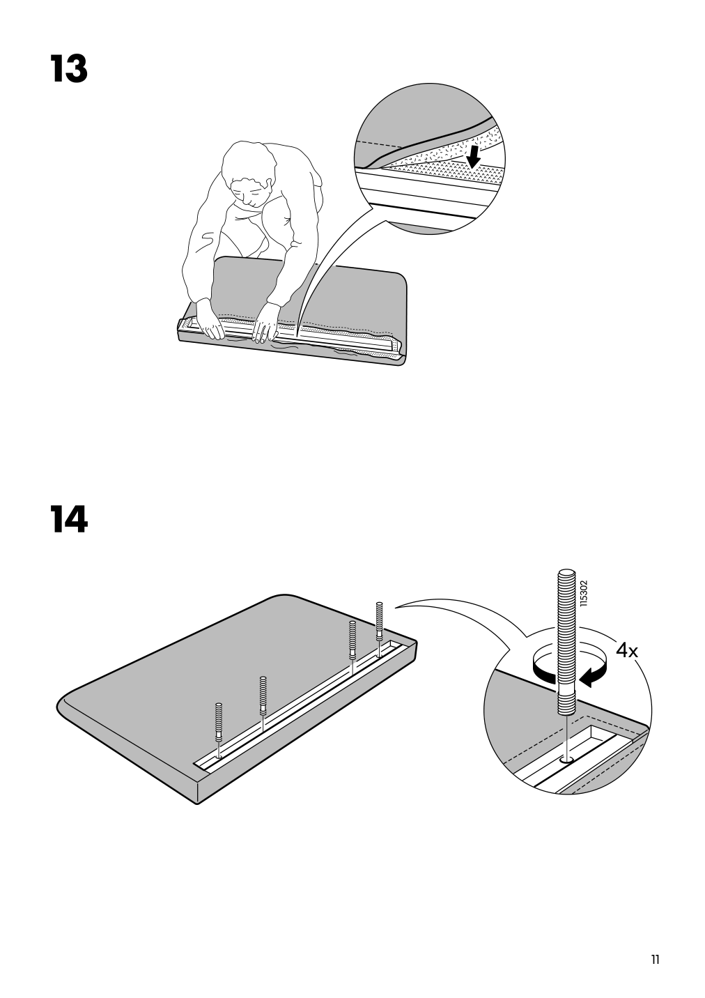 Assembly instructions for IKEA Soederhamn chaise cover fridtuna light beige | Page 11 - IKEA SÖDERHAMN sectional, 3 seat 094.496.89