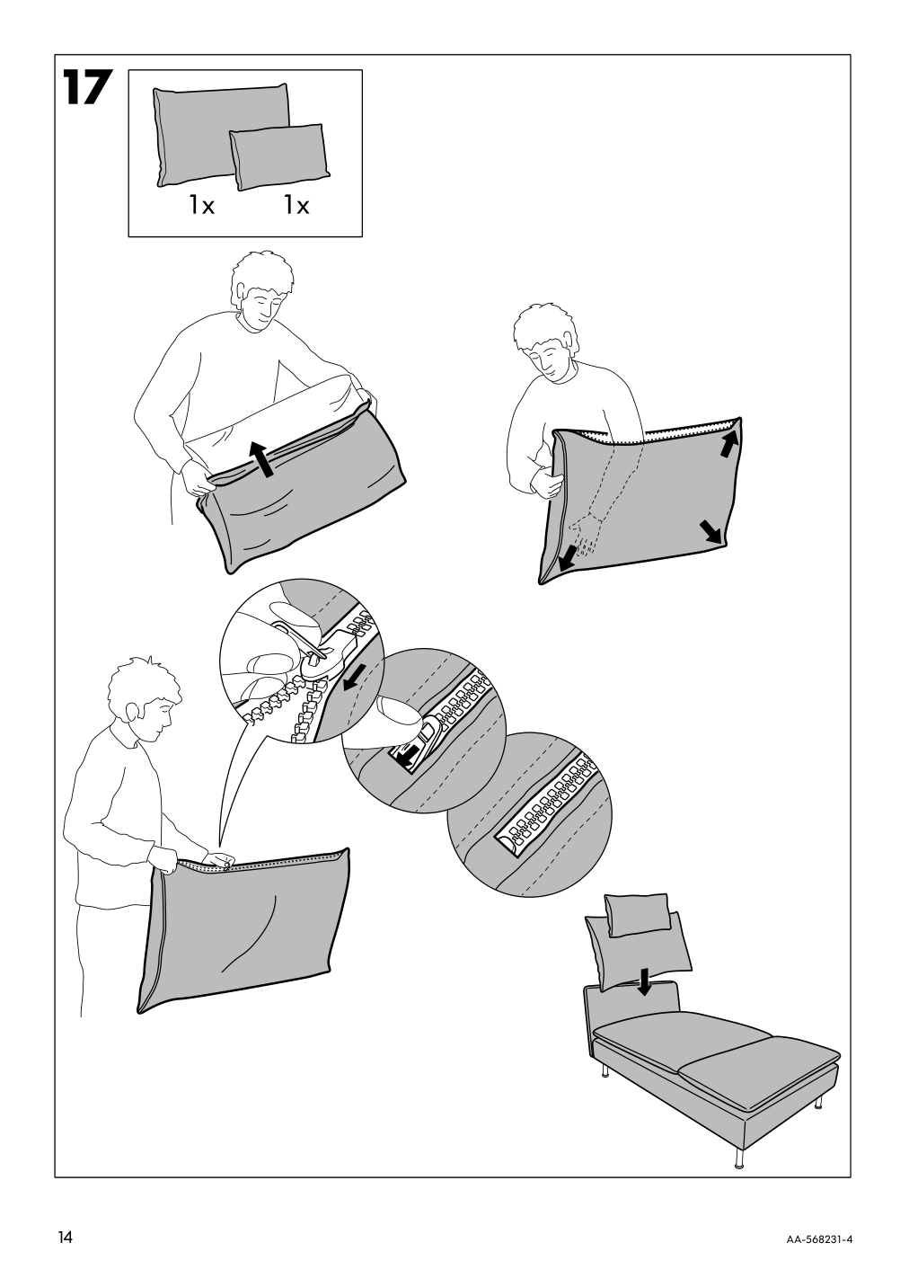 Assembly instructions for IKEA Soederhamn cover for chaise section tallmyra light green | Page 14 - IKEA SÖDERHAMN cover for chaise section 605.175.52