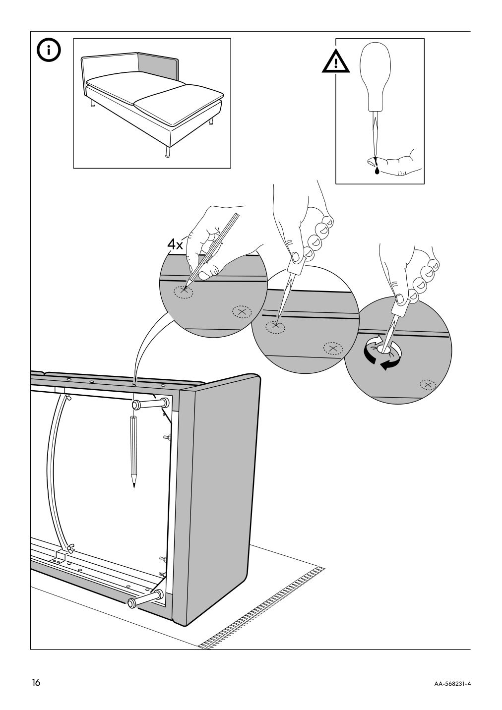 Assembly instructions for IKEA Soederhamn chaise frame | Page 16 - IKEA SÖDERHAMN sectional, 3 seat 395.145.36