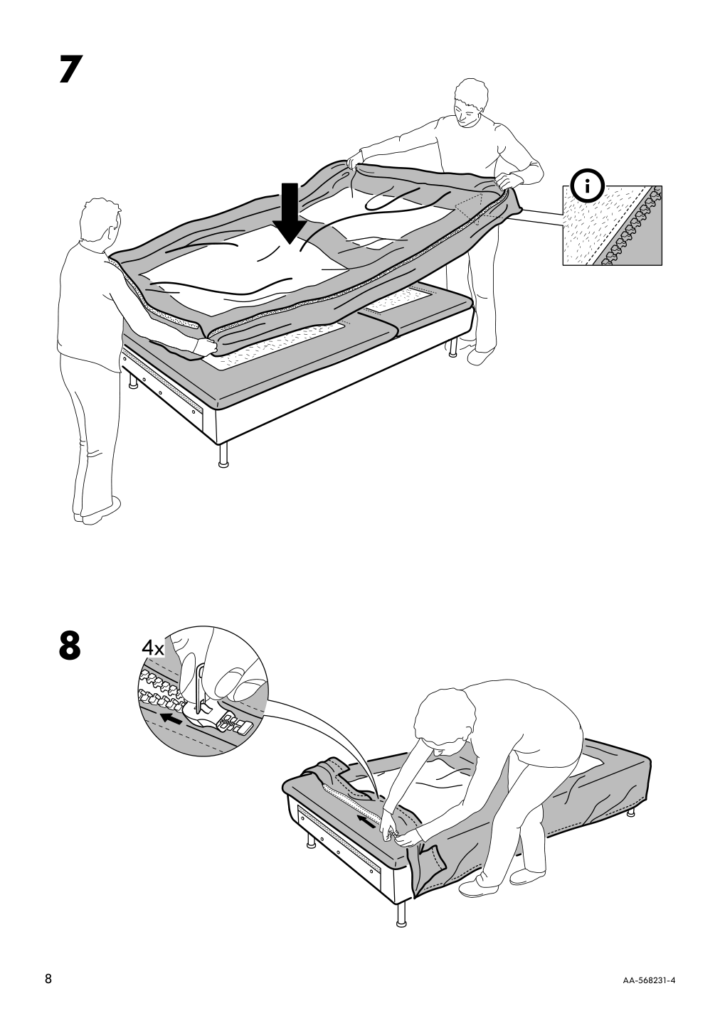 Assembly instructions for IKEA Soederhamn cover for chaise section tallmyra light green | Page 8 - IKEA SÖDERHAMN cover for chaise section 605.175.52