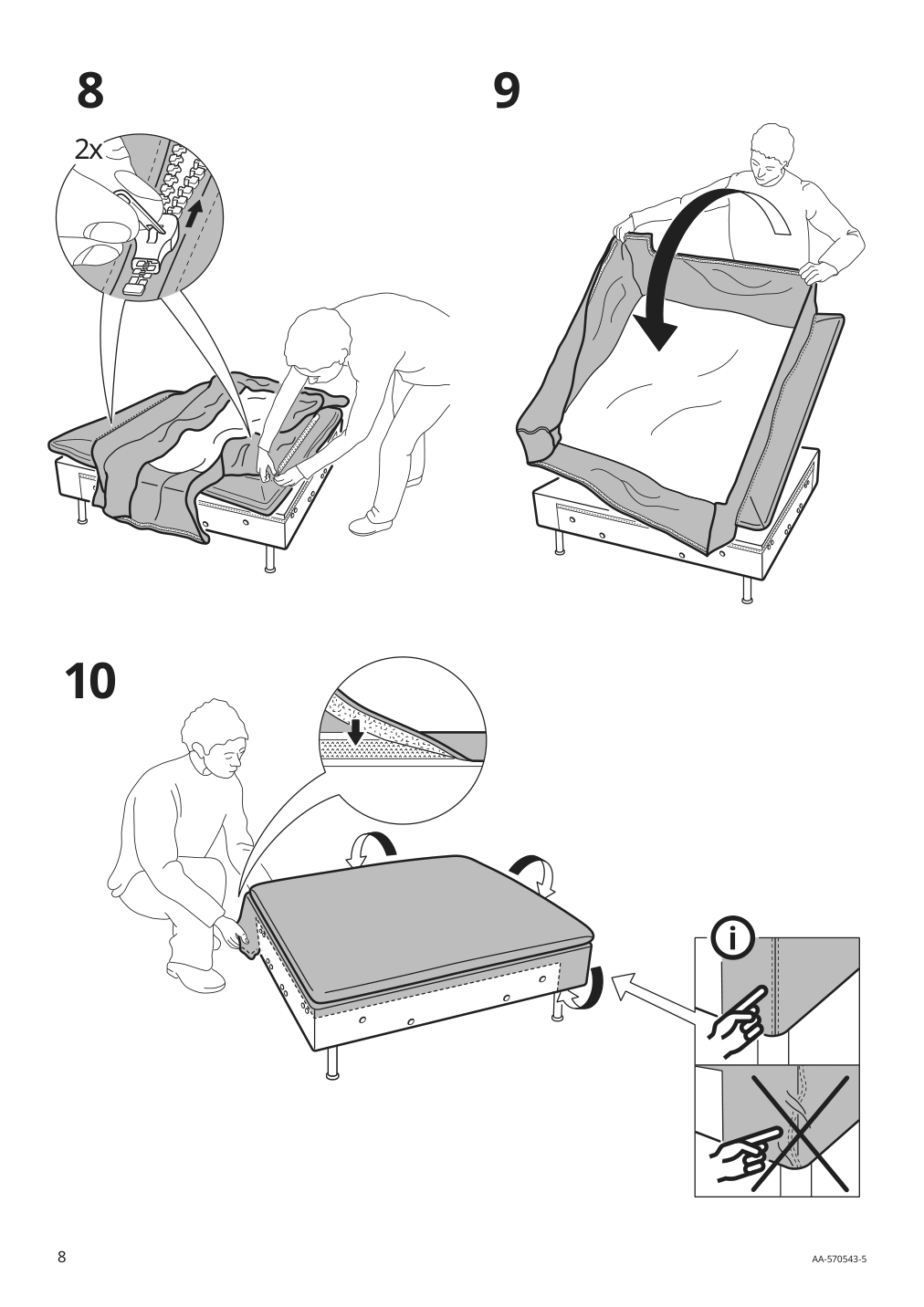 Assembly instructions for IKEA Soederhamn corner section cover samsta dark gray | Page 8 - IKEA SÖDERHAMN corner section cover 902.351.84