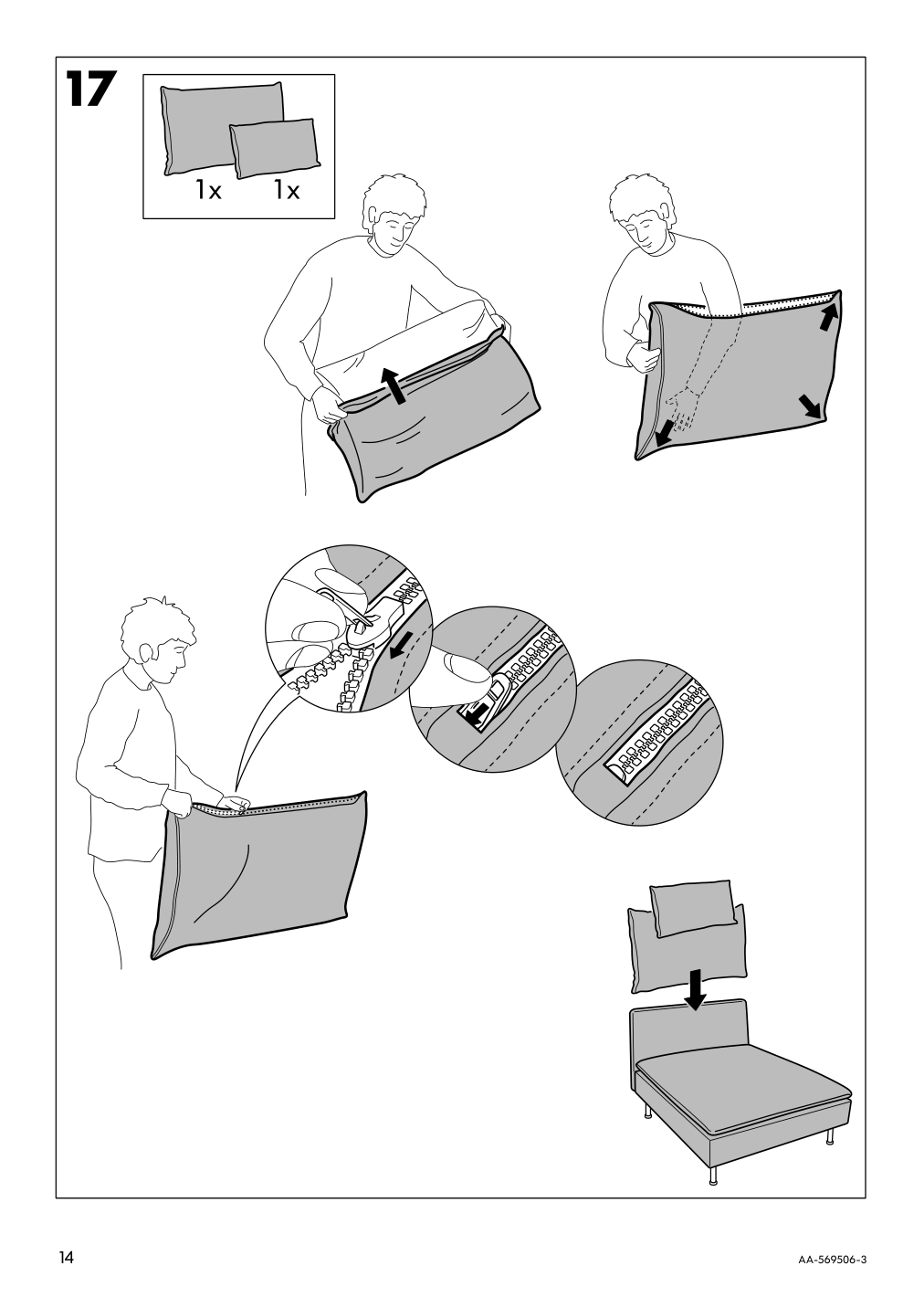 Assembly instructions for IKEA Soederhamn cover for 1 seat section finnsta turquoise | Page 14 - IKEA SÖDERHAMN cover for 1-seat section 403.283.50