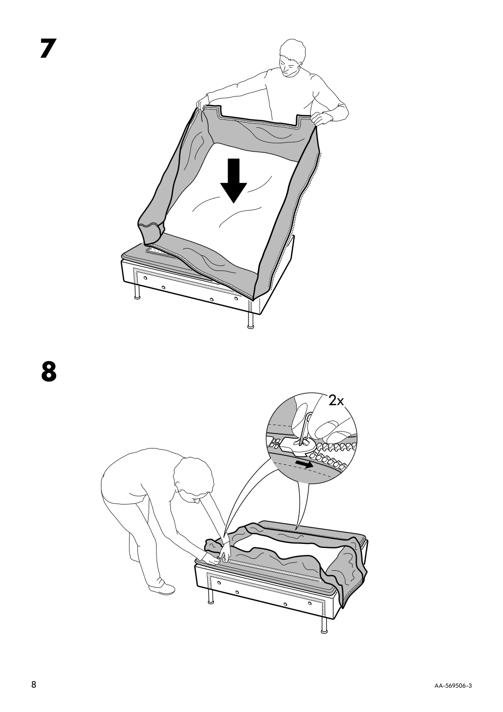 Assembly instructions for IKEA Soederhamn cover for 1 seat section finnsta turquoise | Page 8 - IKEA SÖDERHAMN cover for 1-seat section 403.283.50