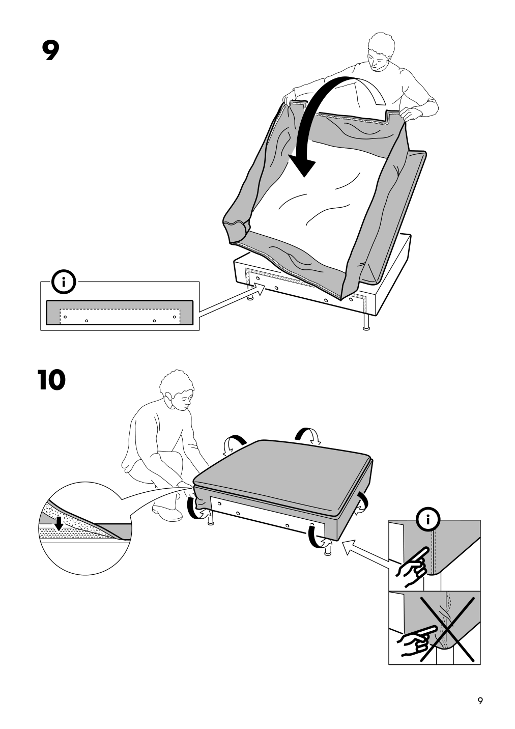 Assembly instructions for IKEA Soederhamn cover for 1 seat section finnsta turquoise | Page 9 - IKEA SÖDERHAMN cover for 1-seat section 403.283.50