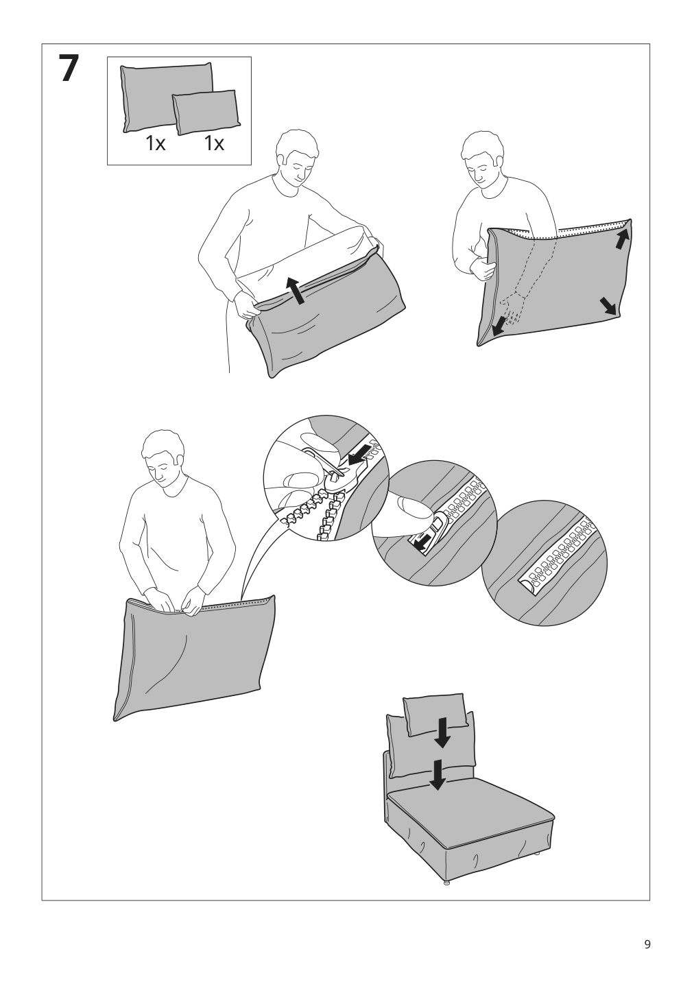 Assembly instructions for IKEA Soederhamn cover for 1 seat section gransel natural | Page 9 - IKEA SÖDERHAMN armchair 394.420.97