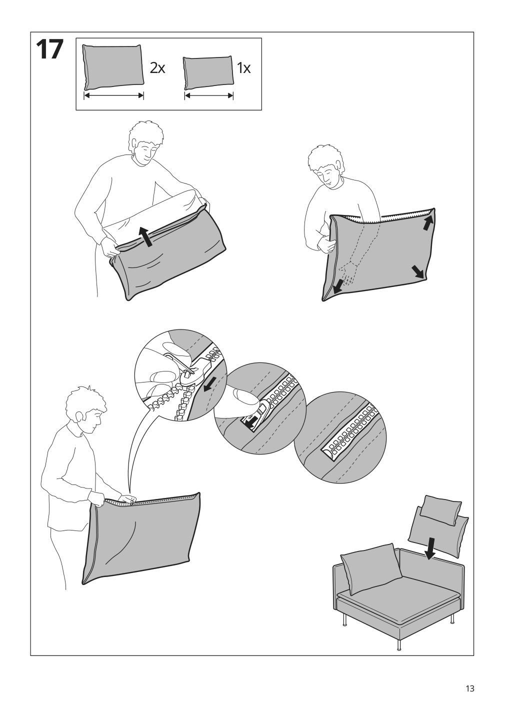 Assembly instructions for IKEA Soederhamn corner section frame | Page 13 - IKEA SÖDERHAMN sectional, 4-seat with chaise 494.496.11