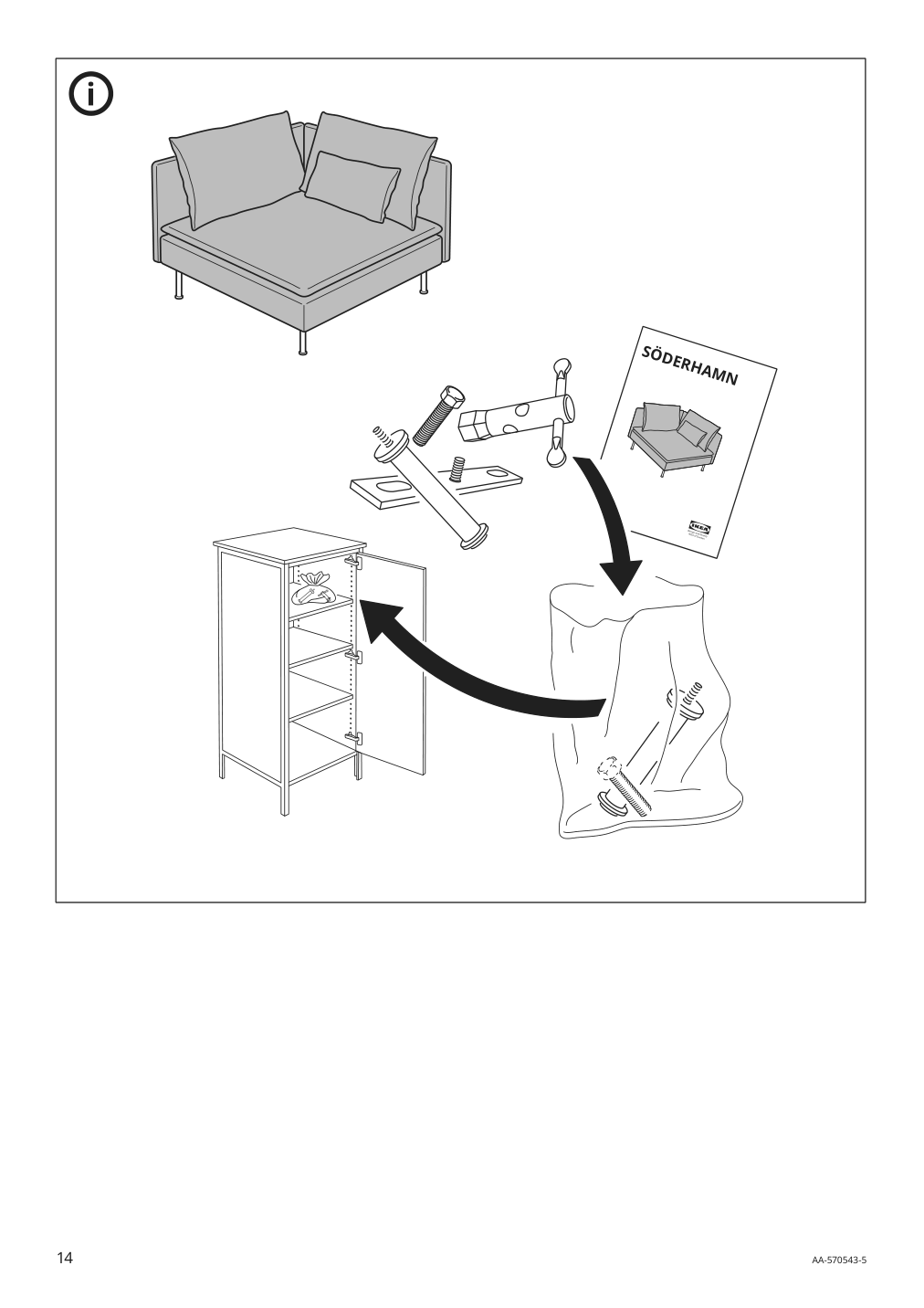 Assembly instructions for IKEA Soederhamn corner section frame | Page 14 - IKEA SÖDERHAMN sectional, 3-seat corner 794.496.57