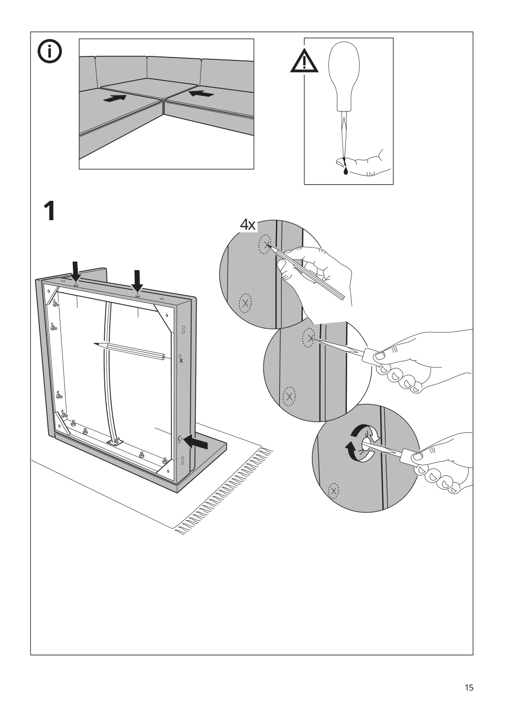 Assembly instructions for IKEA Soederhamn corner section frame | Page 15 - IKEA SÖDERHAMN sectional, 5-seat 494.495.93