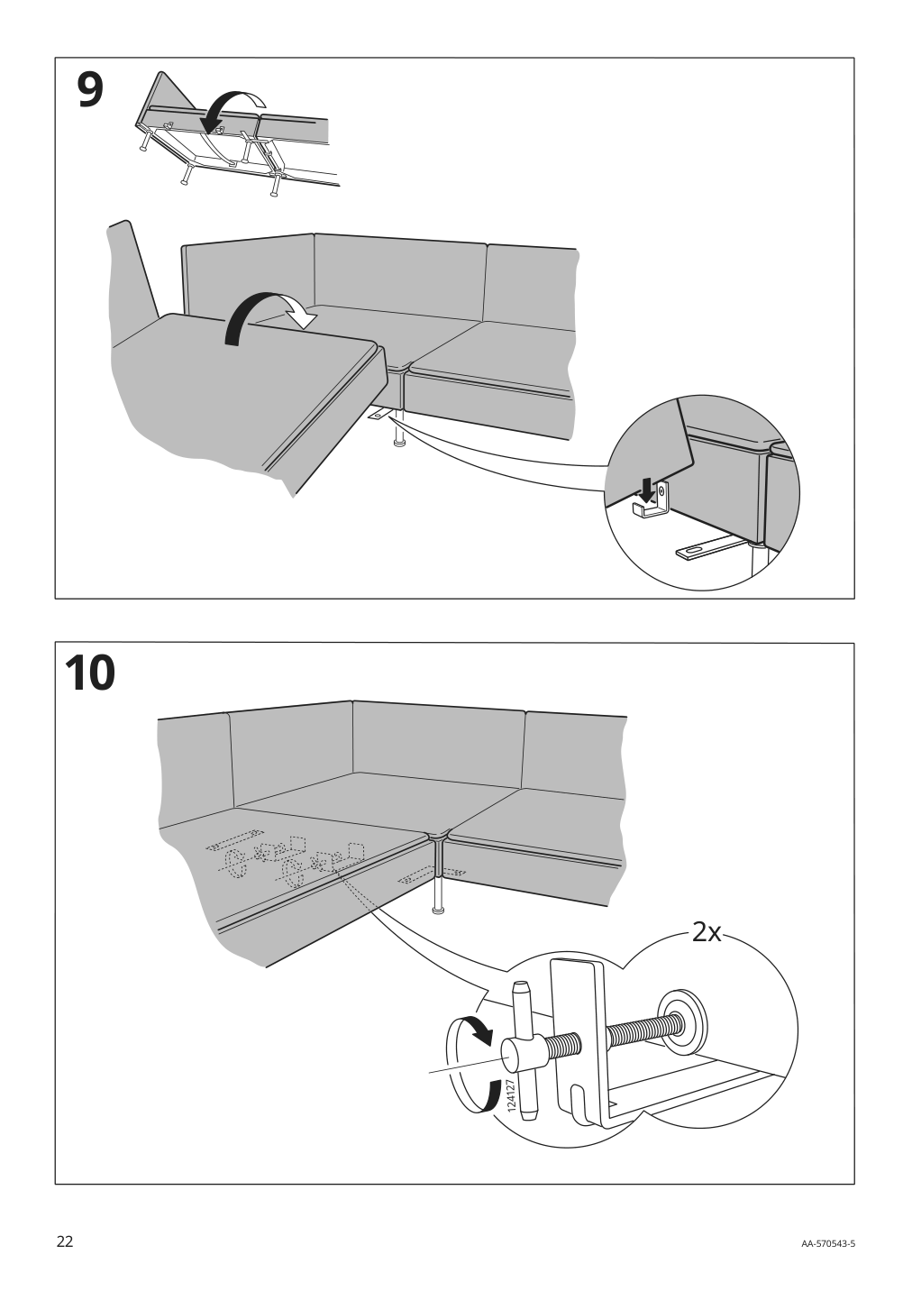 Assembly instructions for IKEA Soederhamn corner section frame | Page 22 - IKEA SÖDERHAMN sectional, 4-seat with chaise 494.496.11