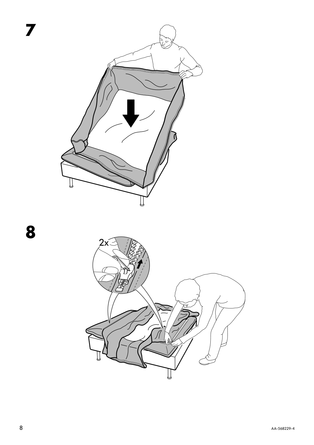 Assembly instructions for IKEA Soederhamn cover for ottoman viarp beige brown | Page 8 - IKEA SÖDERHAMN ottoman 893.056.77