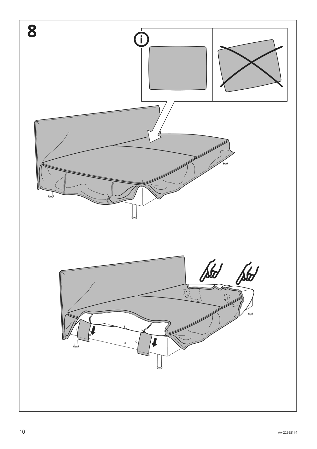 Assembly instructions for IKEA Soederhamn cover for sofa section gransel natural | Page 10 - IKEA SÖDERHAMN sectional, 4-seat with chaise 795.022.92