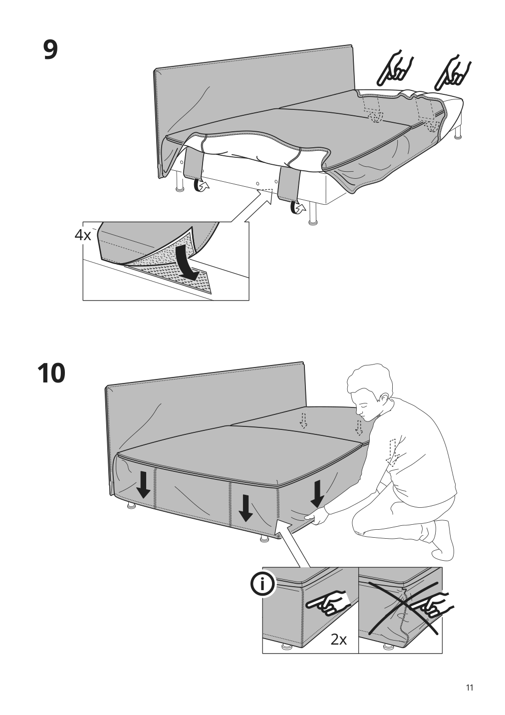 Assembly instructions for IKEA Soederhamn cover for sofa section gransel natural | Page 11 - IKEA SÖDERHAMN sectional, 4-seat with chaise 094.421.50