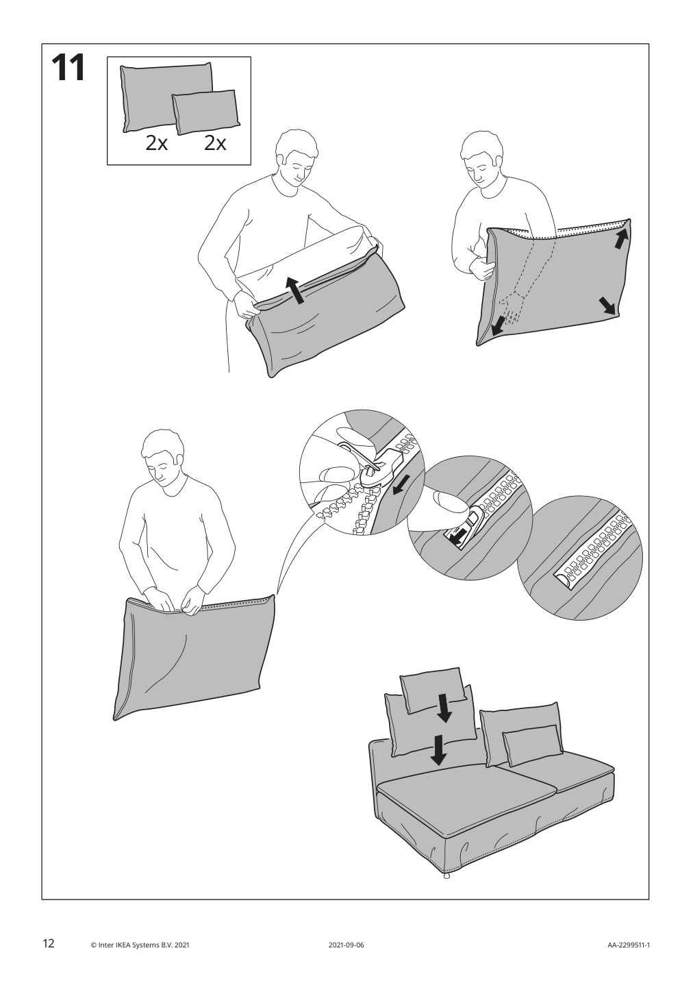 Assembly instructions for IKEA Soederhamn cover for sofa section gransel natural | Page 12 - IKEA SÖDERHAMN sectional, 4-seat with chaise 094.421.50