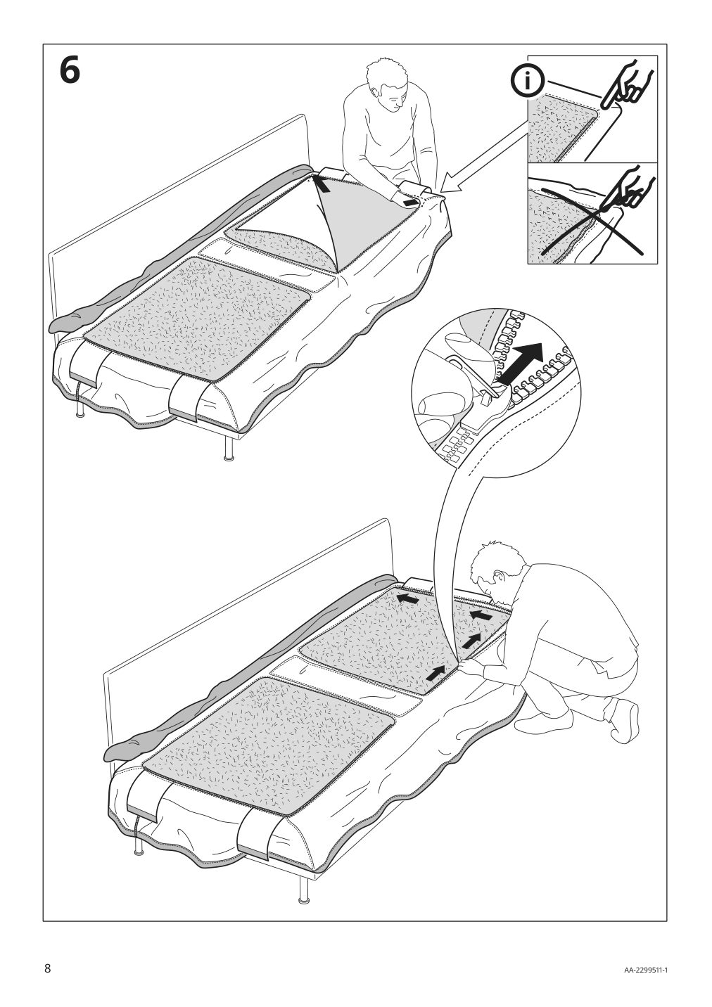 Assembly instructions for IKEA Soederhamn cover for sofa section gransel natural | Page 8 - IKEA SÖDERHAMN sectional, 4-seat with chaise 094.421.50