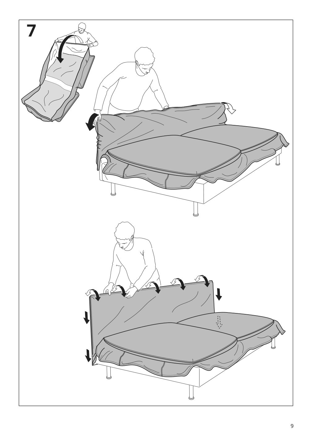 Assembly instructions for IKEA Soederhamn cover for sofa section gransel natural | Page 9 - IKEA SÖDERHAMN sectional, 4-seat with chaise 795.022.92