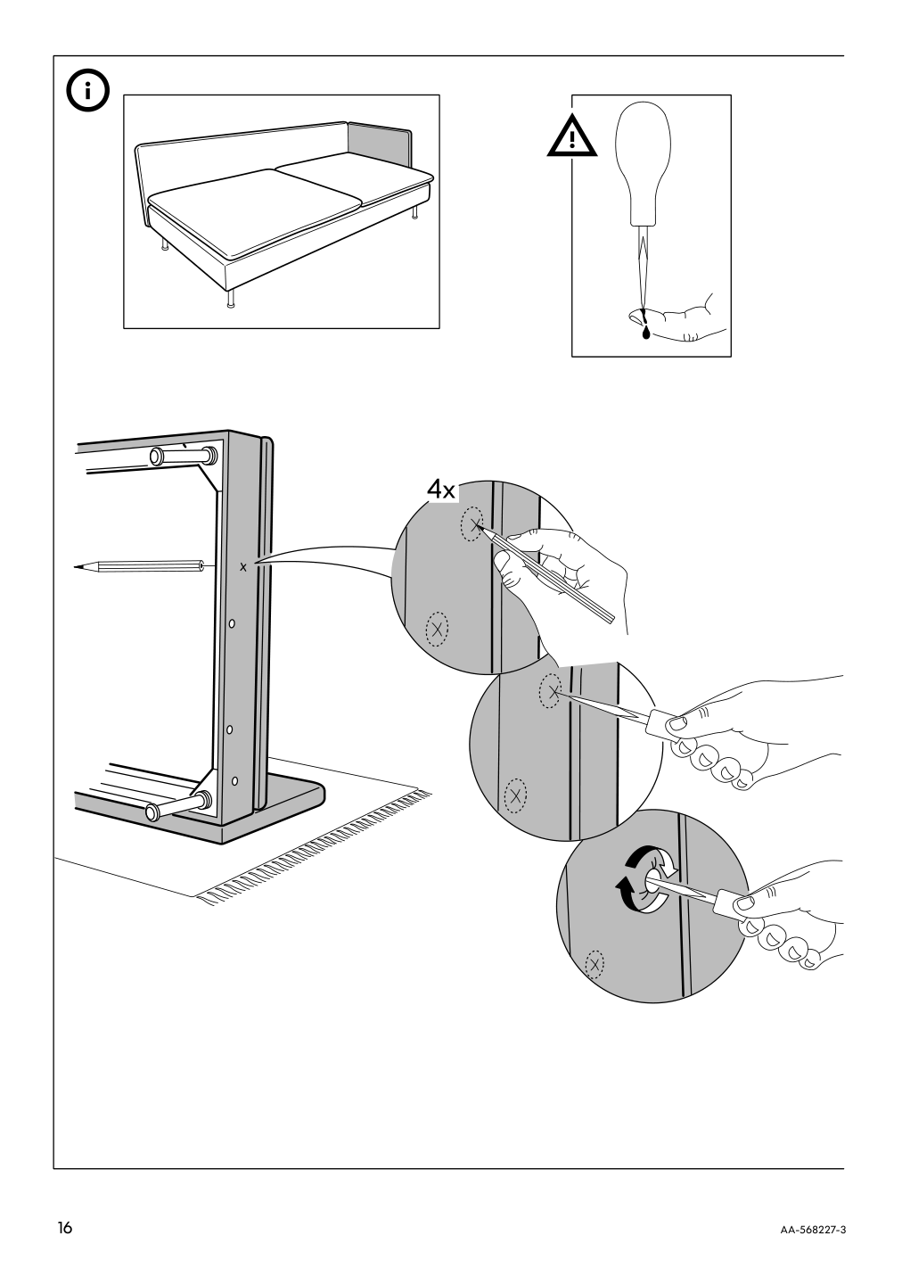 Assembly instructions for IKEA Soederhamn frame 3 seat section | Page 16 - IKEA SÖDERHAMN sectional, 4-seat corner 893.058.42