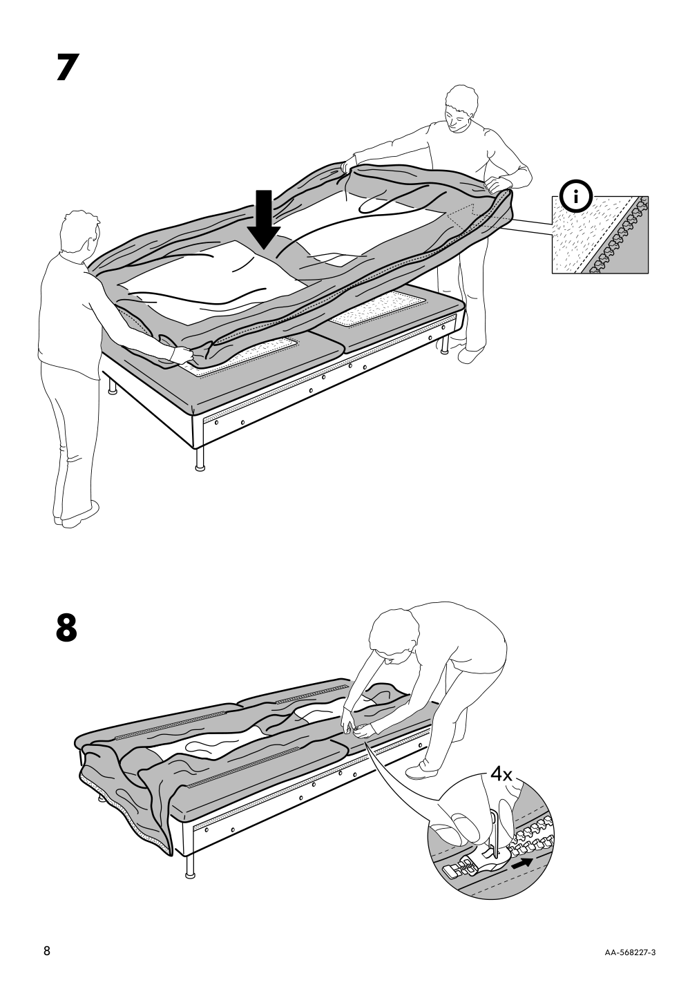 Assembly instructions for IKEA Soederhamn cover for sofa section kelinge gray turquoise | Page 8 - IKEA SÖDERHAMN sectional, 4-seat corner 895.145.05