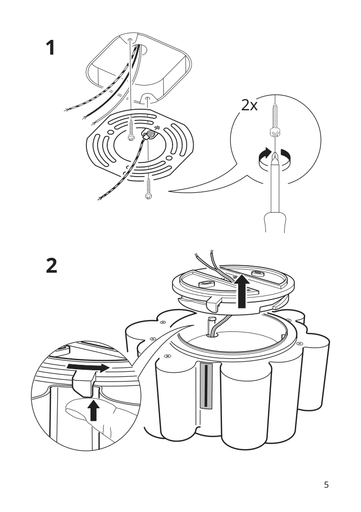 Assembly instructions for IKEA Soedersvik led ceiling lamp white glossy | Page 5 - IKEA SÖDERSVIK LED ceiling lamp 504.562.24