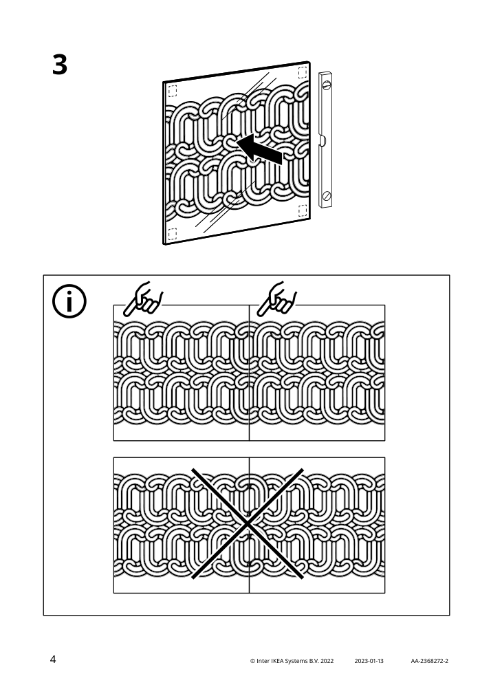 Assembly instructions for IKEA Soetroenn decorative mirror patterned black | Page 4 - IKEA SÖTRÖNN decorative mirror 505.604.71