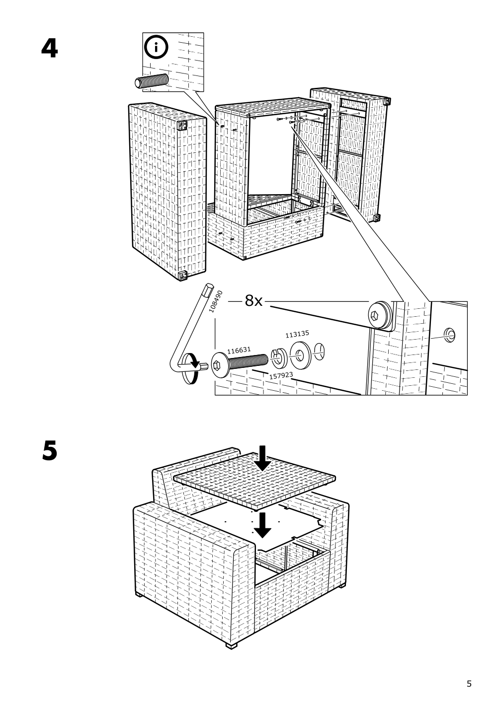 Assembly instructions for IKEA Solleroen armrest outdoor brown | Page 5 - IKEA SOLLERÖN armchair, outdoor 293.083.63